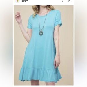 J Jill Light Blue Short Sleeve Dress raffle hem butter soft size 3x Lagan look